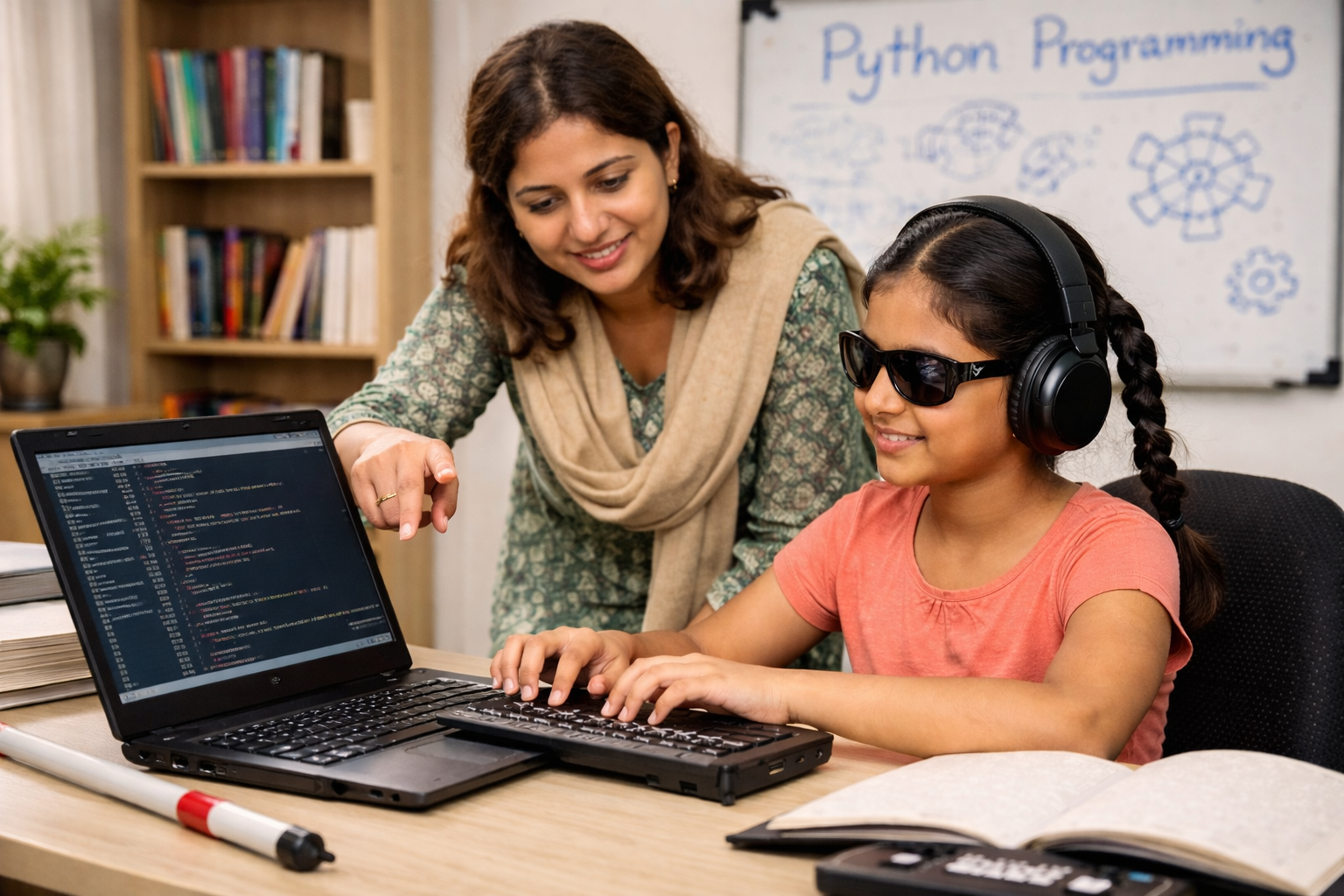 Digital skills training for blind girls